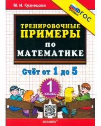 Математика. 1 класс. Тренировочные примеры. Счет от 1 до 5. ФГОС