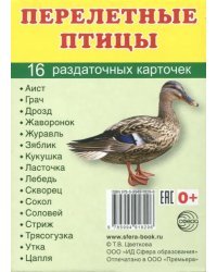 Раздаточные карточки &quot;Перелетные птицы&quot; (16 карточек)