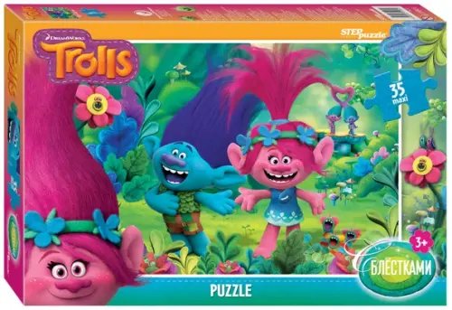 Макси пазл. Trolls. Глиттер, 35 элементов