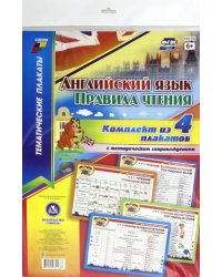 Комплект плакатов &quot;Английский язык. Правила чтения&quot;. 4 плаката с методическим сопровождением. ФГОС