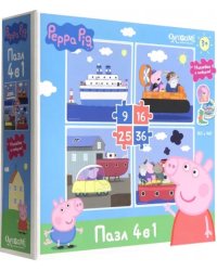 Пазл 4 в 1. Peppa Pig. Морское приключение + наклейки