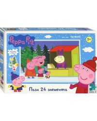 Пазл. Peppa Pig. Зима. Отдыхаем всей семьёй, 24 элемента + наклейки