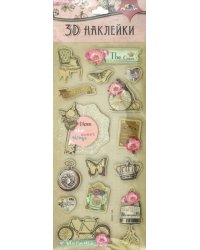 Наклейки 3D из бумаги, с глиттером и фольгой, 11х29 см