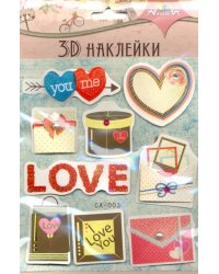 Наклейки 3D из бумаги, с глиттером и фольгой, 12х19 см