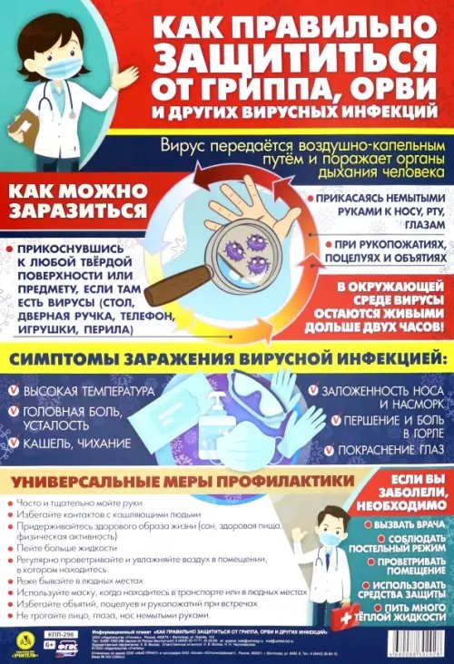 Информационный плакат &quot;Как правильно защититься от гриппа, орви и других вирусных инфекций&quot;