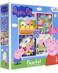 Пазл 4 в 1. Peppa Pig. Команда Пеппы, 9, 16, 25, 36 элементов