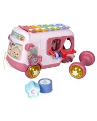 Игрушка-сортер развивающая Автобус, с ксилофоном, розовый