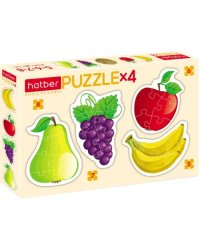 Puzzle. Набор фигурных пазлов, 4 в 1. Яркие фрукты