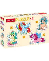 Puzzle. Набор фигурных пазлов, 4 в 1. Единорожки