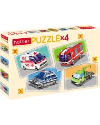 Puzzle. Набор фигурных пазлов, 4 в 1. Служебные авто