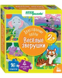 Puzzle-16 Веселые зверята, двусторонний