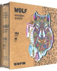 Деревянный пазл с двухслойной крышкой Волк, 196 деталей