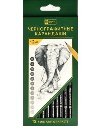 Набор чернографитных карандашей Слон, 12 штук