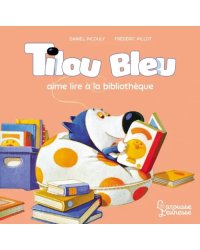 Tilou bleu aime lire a la bibliotheque