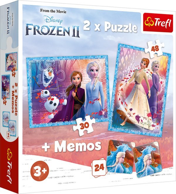 TREFL FROZEN Комплект пазлов "Холодное сердце 2" 30шт. + 48шт. + 24 мемо